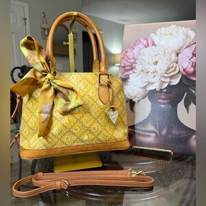 Dooney & Bourke Yellow and Tan Satchel EUC